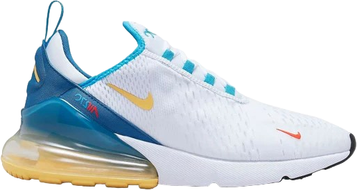 Nike Air Max 270  White Industrial Blue Citron Pulse 